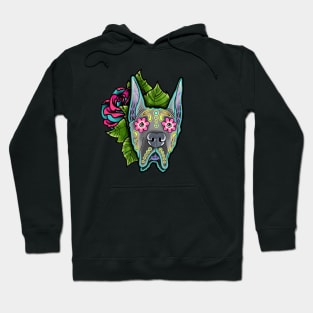 Great Dane - Cropped Ear Edition - Day of the Dead Sugar Skull Dog Hoodie